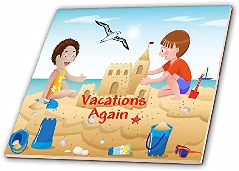 Imagem 3drose de cena com crianças fazendo férias de palavras de areia novamente - ladrilhos