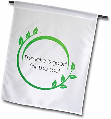 Imagem 3drose de uma folha esverdeada com texto O lago é bom para a alma - bandeiras