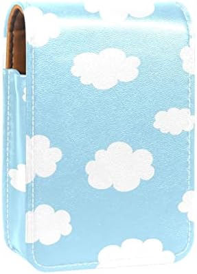 Mini estojo de batom com espelho para bolsa, nuvens de desenho animado Organização do porta -caixas portátil