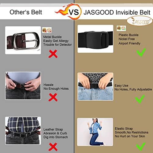 Jasgood Womens Invisible Belt Elastic confortável Ajustável Sem Mostrar cinto da web para mulheres ou homens