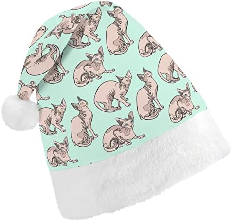 Sphynx Cats luxuosos chapéu de natal travessos e bons chapéus de Papai Noel com borda de pelúcia e decoração de natal de conforto
