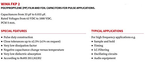 10pcs 47pf 1000V WIMA FKP2 Capacitor de polipropileno de grau de áudio