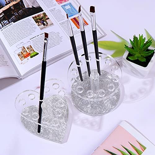 2 pack de acrílico pincéis de unhas de exibição Pintura de unhas de caneta caneta stand rack sobrancelha