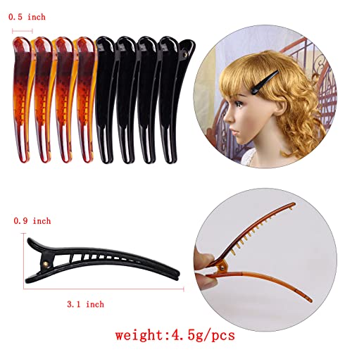 8pcs pretos clipes de cabelo de pato de pato de plástico marrom preto para seccionar cabelos - clipes Salão Acessórios DIY Hairpins