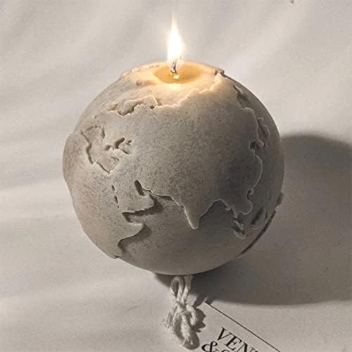 3D Earth Silicone Candle Soap Mold Globe Concrete Ptick Silicone Mold Fondant Chocolate Candy Cake Mold para ornamentos de mesa,