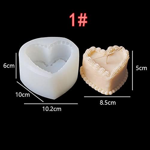 Molde de silicone de bolo de coração 3D, moldes de vela de silicone para fabricação de velas, molde de resina, silicone