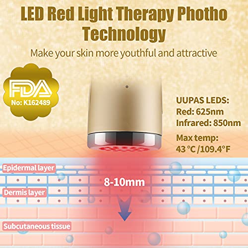 Terapia da luz vermelha para face - FDA limpa - UUPAS LED LUZ TEAPIA MASSAGER FACIAL PARA FACE - Máquina de aperto de pele para