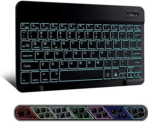 Teclado de ondas de caixa compatível com o Tablet Onn - Teclado Slimkeys Bluetooth - com luz de fundo, teclado portátil com luz