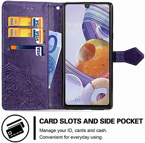 Caso da carteira de Meupzzk para LG Stylo 6, Mandala Flower Premium PU LEATH [Folio flip] [Kickstand] [slots de cartão]