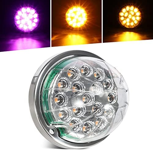 Partsam Revolução dupla Sinal de giro âmbar e marcador para o suporte da superfície de melancia do Purple Auxiliar LED com moldura