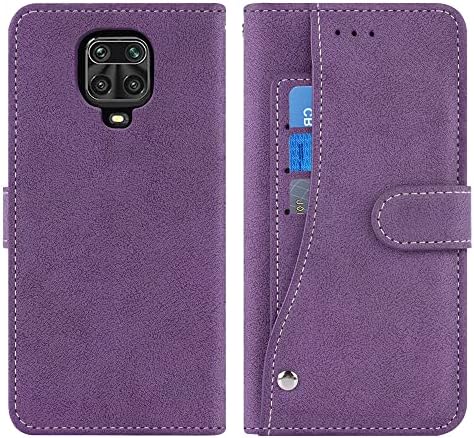Compatível com Xiaomi Redmi Note 9S/9 Pro 4G Caixa da carteira e do protetor de tela de vidro temperado Flipt Credit Titular Stand Full Body Protective Telefone para Redme Note9 Pro Max/Poco M2 Pro Purple