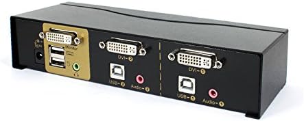 Kylin Wing DVI KVM DVI+USB+Switch de 3,5 mm com suporte de saída de áudio 1920x1080 Plugue e reprodução compatível