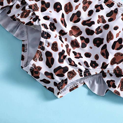 Ministro para meninas Summer Summer Leopard Postei babados de duas peças de roupas de banho de roupas de banho