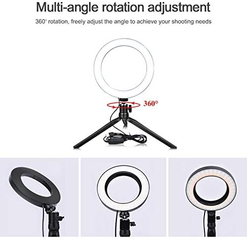 Dloett Novelty USB Dimmable LED Selfie Ring Light Photography Lighting com tripé para maquiagem Vídeo ao vivo LIGHT LIGHT