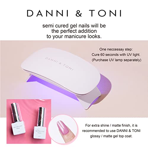 Danni & Toni semi curado Gels unhas tiras de unhas francesas adesivas de unhas para unhas longas unhas de unhas 28 adesivos