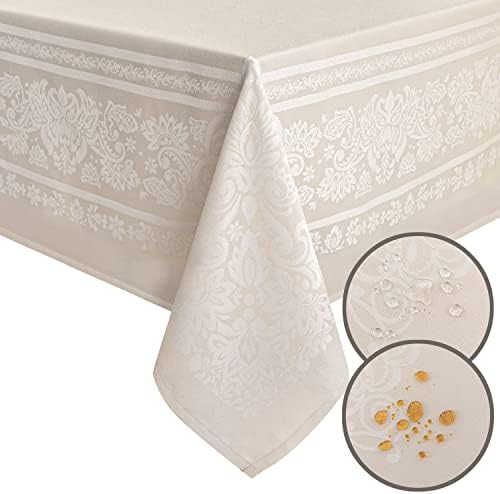 Dia da Joyfol Damasco padrão floral quadrado Toclagem de mesa Jacquard, elegância de tecido de tecido de luxo, mesa macia à prova d'água para feriado de jantar de cozinha