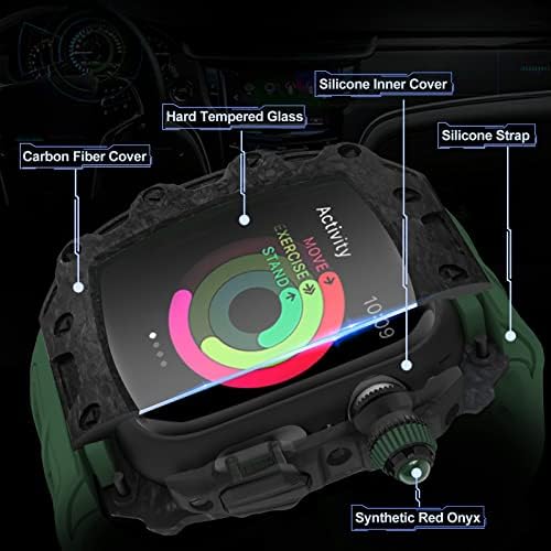 Kit de modificação Dyizu DIY para Apple Watch 45mm 44mm Case de fibra de carbono 3in1 Tampa do para -choque para Iwatch