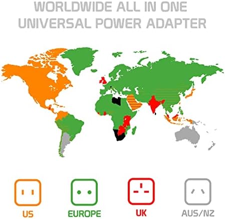 Viagem USB Plus International Power Adapter Compatível com Micromax Canvas Infinity Pro para poder mundial para 3 dispositivos USB