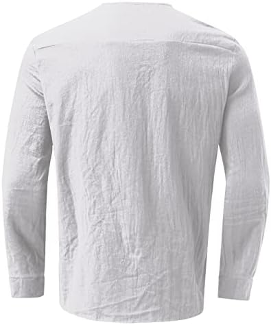 Camisas de linho de algodão masculino do ZDDO, Summer outono de manga comprida Button Down Down Casual Casual Beach camisa