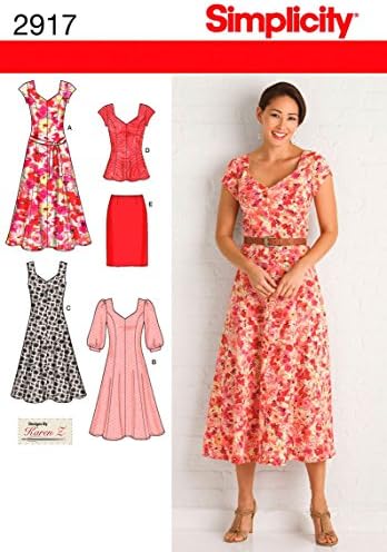Simplicidade 2917 Vestido e padrão de costura de túnica para mulheres de Karen Z, tamanhos 10-18