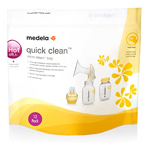 Medela Sacos de microsteam limpa rápida, sacos de esterilização para garrafas peças da bomba de mama elimina 99,9