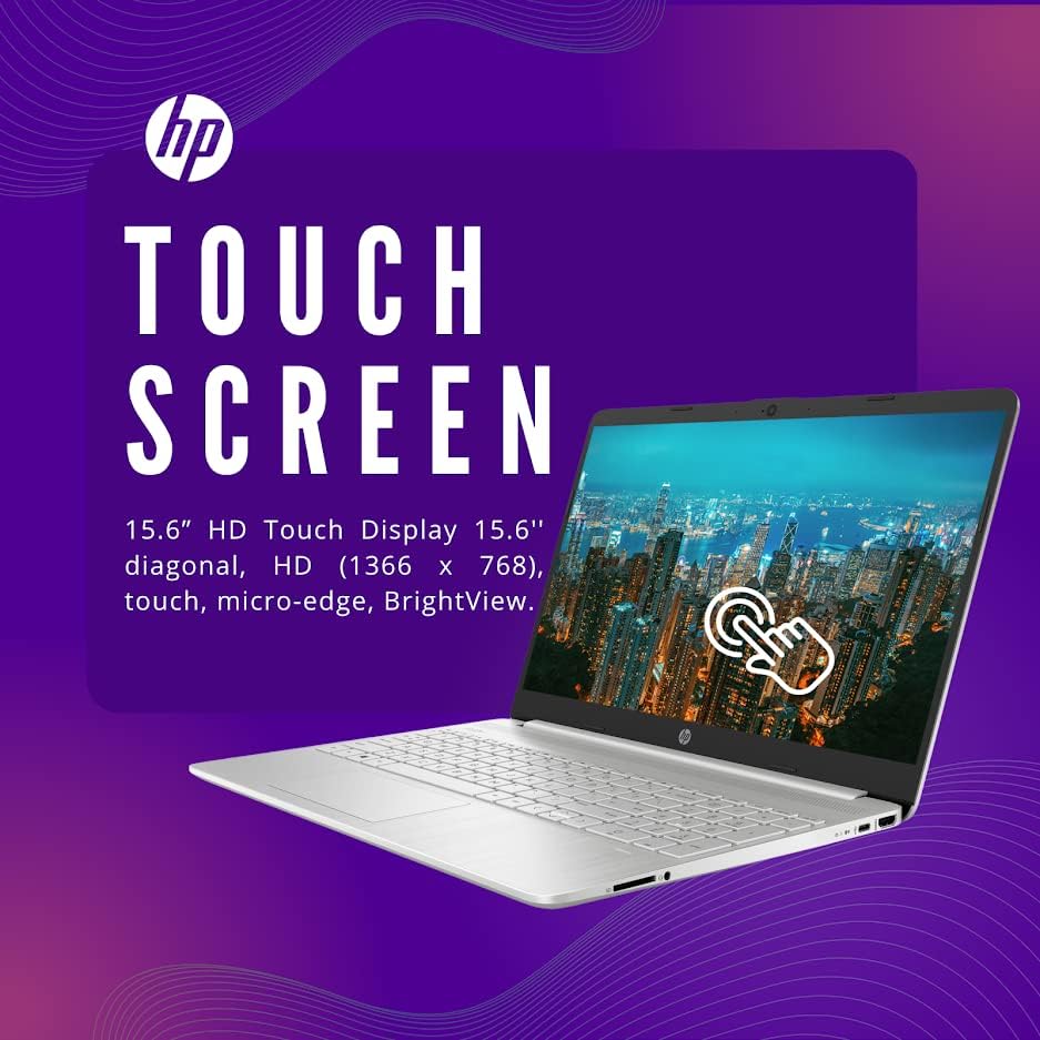 Laptop de tela sensível ao toque HP 15,6 HD Display, Intel Core i5-1155G7, 12 GB de RAM - 256 GB SSD, Intel Iris XE Graphics, Numérico Pad, Bluetooth 5, Long Battery Life, Windows 11 Home, Silver
