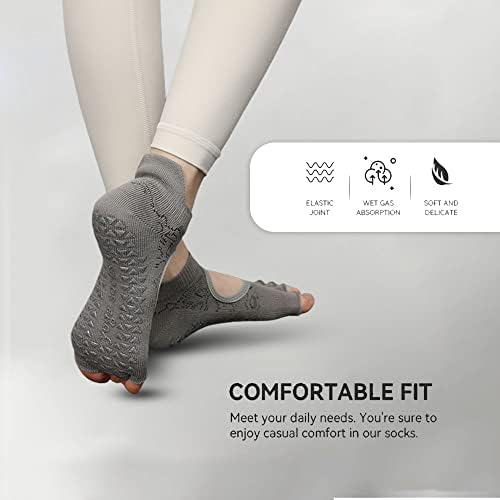 2 pares de meias de ioga anti -deslize respirar algodão resistente aconchegante para academia, casa, dança, pilates, barre
