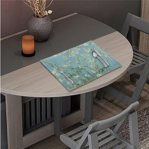 Joomeryer Conjunto de 4 Van Gogh Pintura a óleo Placemats Tanta de mesa para restaurante de cozinha Fácil de limpar o calor