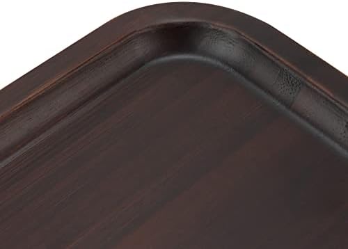 Joikit Bandeja de retângulo de madeira de Walnut de 14 polegadas, bandeja de bandeja de bandeja de madeira sólida