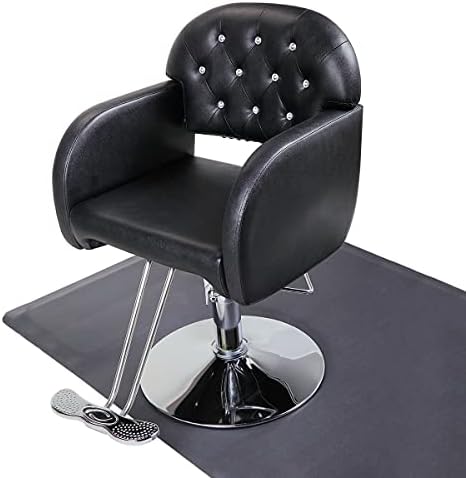 Zhuhw Barber Cadeira Pvc Leather com cadeira de cabeleireiro de diamante Cadeira de beleza hidráulica de beleza Black
