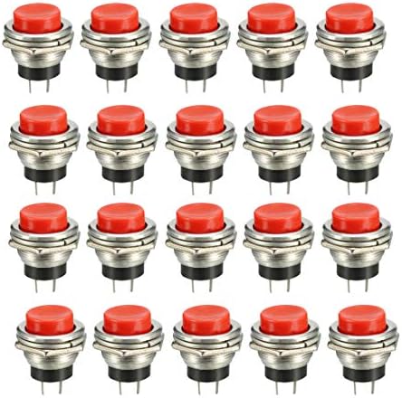 UXCELL 16mm Buraco de montagem Red Momentary Push Butchen