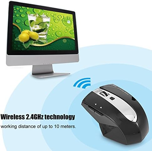 Mouse sem fio serender, 2,4 GHz recarregáveis ​​de jogos ópticos ergonômicos com doca de carregamento de 3 portas hub