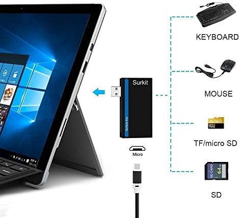 Navitech 2 em 1 laptop/tablet USB 3.0/2.0 Adaptador de cubo/micro USB Entrada com o leitor de cartão SD/micro SD compatível com o