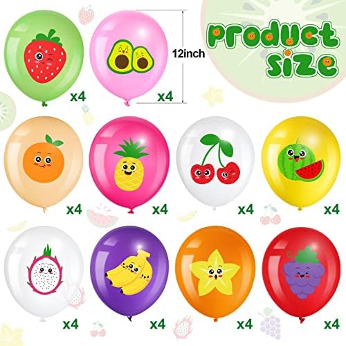 Tiamon 40 PCs Balões de frutas tema de verão Balões de frutas tropicais Favory Balloons Balloons Summer Strawberry Watermelon Latex Balloons Summer Balloons Tropical Supplies para Luau Birthday Birthda