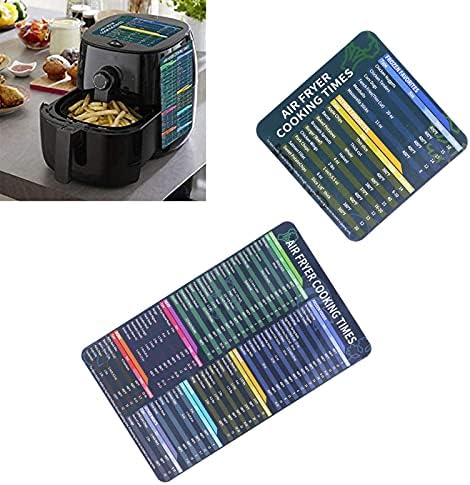 BordStract 2pcs Air Fryer Cheat Sheet, Magnetic Kitchen Cooking Times Chart, Guia de referência para cozinhar e fritar
