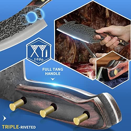 XYJ Tang completo chinês Cleaver Cleaver Aço inoxidável Facas de faca Terminado Chef Non-Stick Chef Cutter com bainha