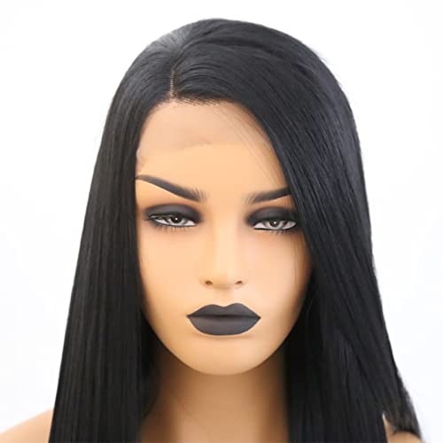 Rdy Black Hair Synthetic Lace Frontente peruca longa Cabelo preto natural peruca lisa para mulheres negras Cabelo