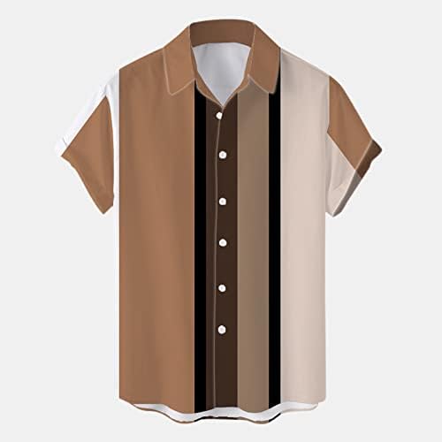 Gdjgta masculino verão havaí camisa impressa blusa de manga curta de colar camisa de colar