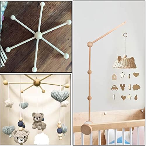 Yimisya Wooden Crib Mobile Arm With Mobile Frame Kit Diy Wood Bell Wind Wind Chimes Baby Crib Mobile Hanger Infant Toy Gift Bursery