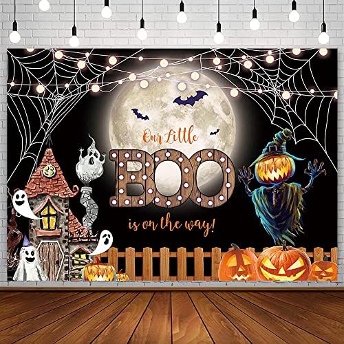 Sendy Sendy 7x5ft Halloween Baby Shower Backdrop Our Little Boo está a caminho do OH Baby Party Decorations Supplies Night
