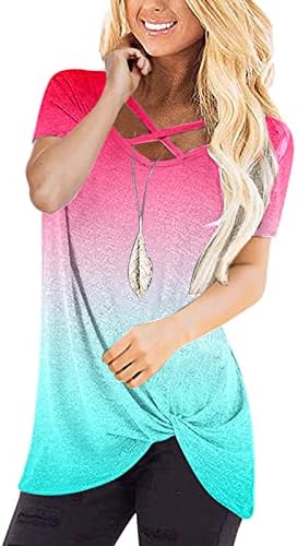 Tops atléticos para mulheres mangas compridas mulheres top tunic túnica tira de verão blusa de pescoço gradiente de