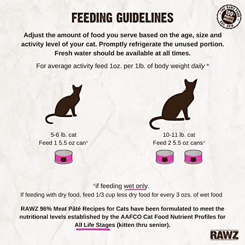 Rawz Natural Premium Pate Cat Cat Food -12 pacote de pacote de pacote de variedades pacote -4 sabores -com hotspot animais de estimação tigela de comida -