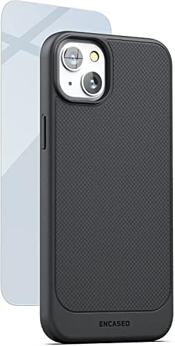 Caso 14 de armadura fina do iPhone 14 com protetor de tela - preto fosco