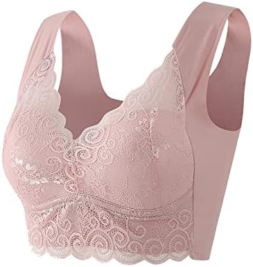 Bralette de renda de conforto puro, sutiã sem fio acolchoado para mulheres, sutiã de mergulho de tamanho grande,