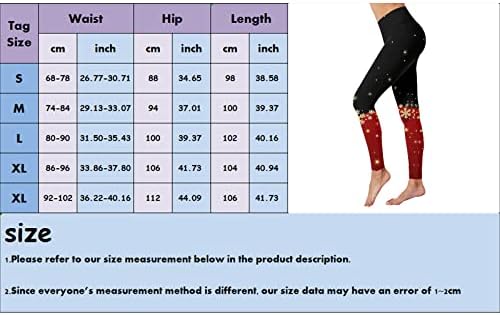 XXBR Women's Christmas Yoga Calças de cintura alta rena renas de neve de floco de neve Leggings Leggings de controle de controle