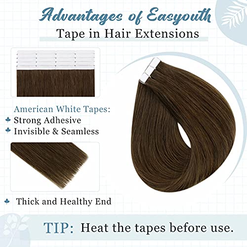 Easyouth One Pack Weft Haf Hair Extensions Real Human Hair e uma fita de embalagem em extensões de cabelo humano cor marrom 4