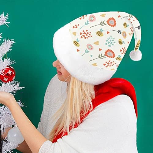 ABELHA FLOR PLUSH CHAPA DE NAUGHTY E NICE CHATES DE Papai Noel com borda de pelúcia e Decoração de Natal de Liner Comfort