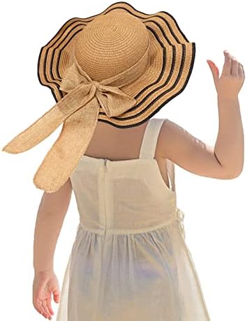 Kids menina de verão chapéu de palha dobrável lar largo tap sol viseira chapéus sol proteção chapé de praia tampa de disquete Bowknot