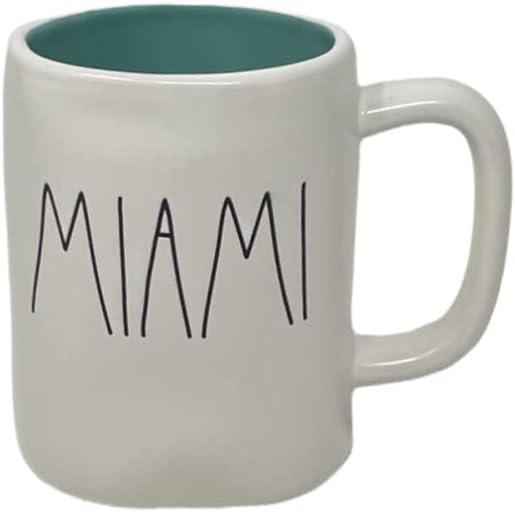 Rae Dunn Miami Mug- Florida - dupla face - palmeira - cerâmica - lava -louças e seguro de microondas
