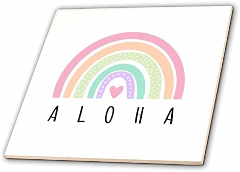 3drose aloha havaí havaiano palavra pastel colorido boho arco -íris rosa coração - telhas